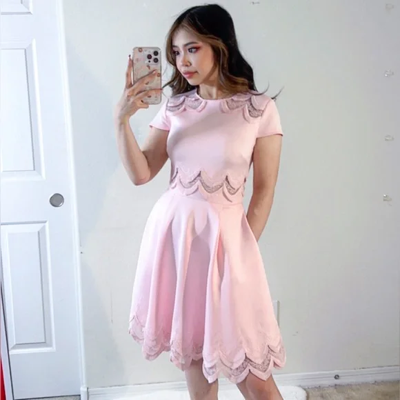 Ted baker pink ruffle dress best sale